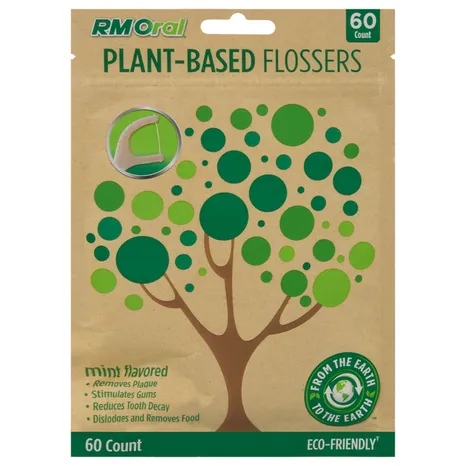 Plant-Based Flossers - Mint Flavored by RM Oral - Non-toxic Oral Care product rated STOP by Million Marker, free from BPA, phthalates, and parabens