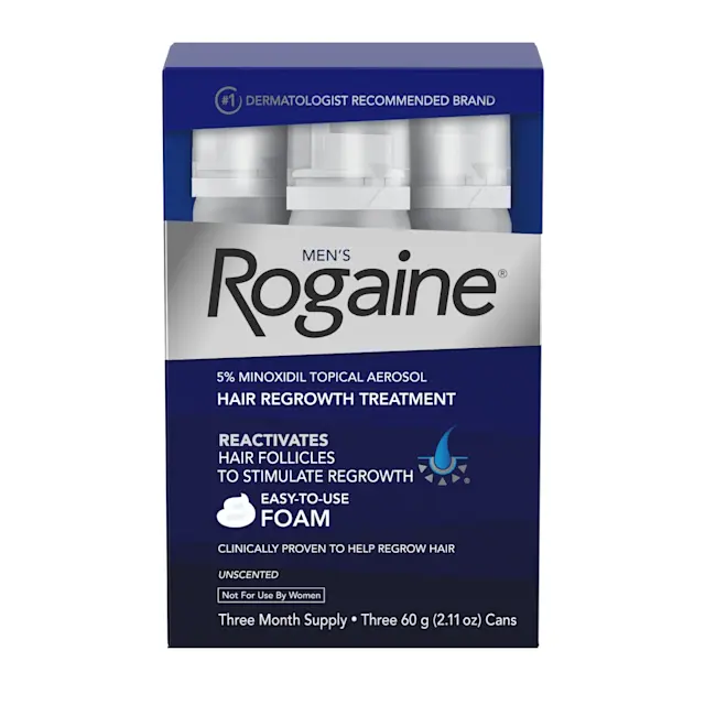Men's 5% Minoxidil Topical Aerosol by Rogaine - Non-toxic, STOP rated product free from harmful chemicals