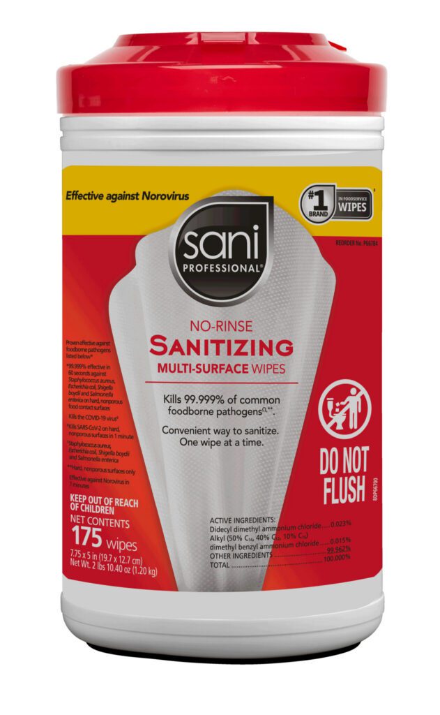 No-Rinse Sanitizing Multi-Surface Wipes by sani PROFESSIONAL - Non-toxic Household Cleaning Products product rated STOP by Million Marker, free from BPA, phthalates, and parabens