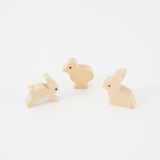 3 Wooden Animals by Sarah's Silks - Non-toxic, GO rated product free from harmful chemicals