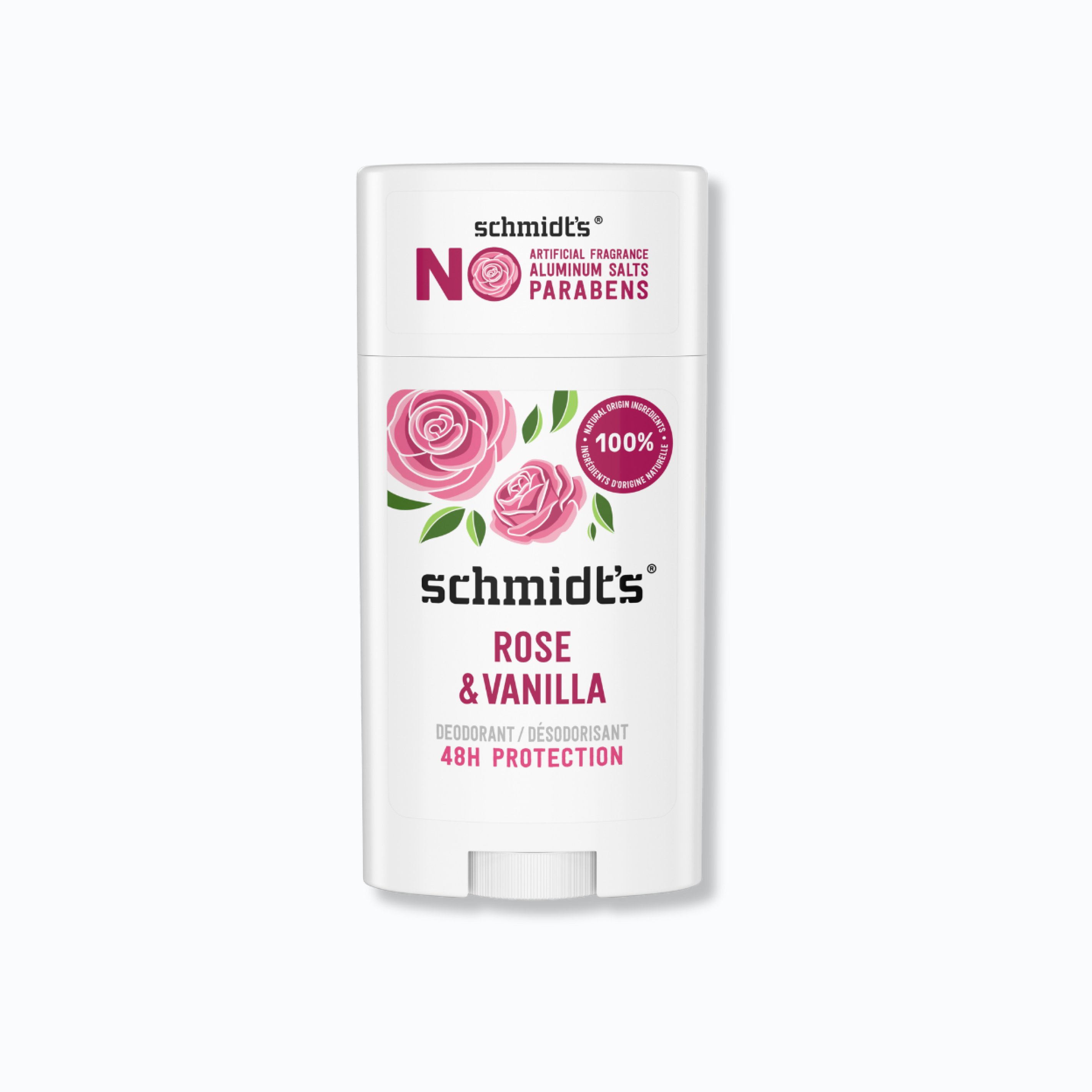 Rose + Vanilla Natural Deodorant by schmidt's - Non-toxic, SLOW rated product free from harmful chemicals