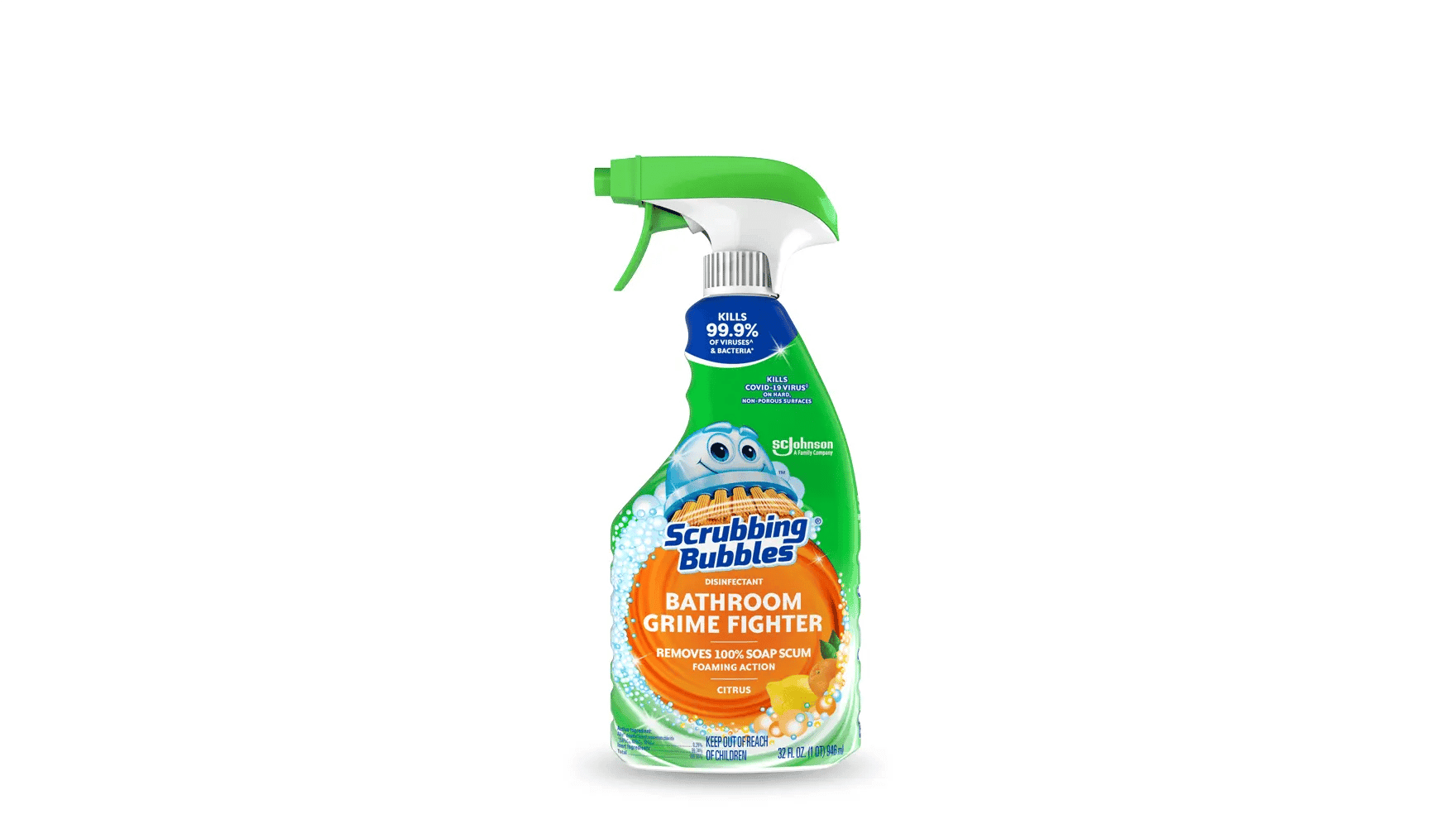 Bathroom Grime Fighter Foaming Cleaner - Citrus Scent by Scrubbing Bubbles - Non-toxic, STOP rated product free from harmful chemicals