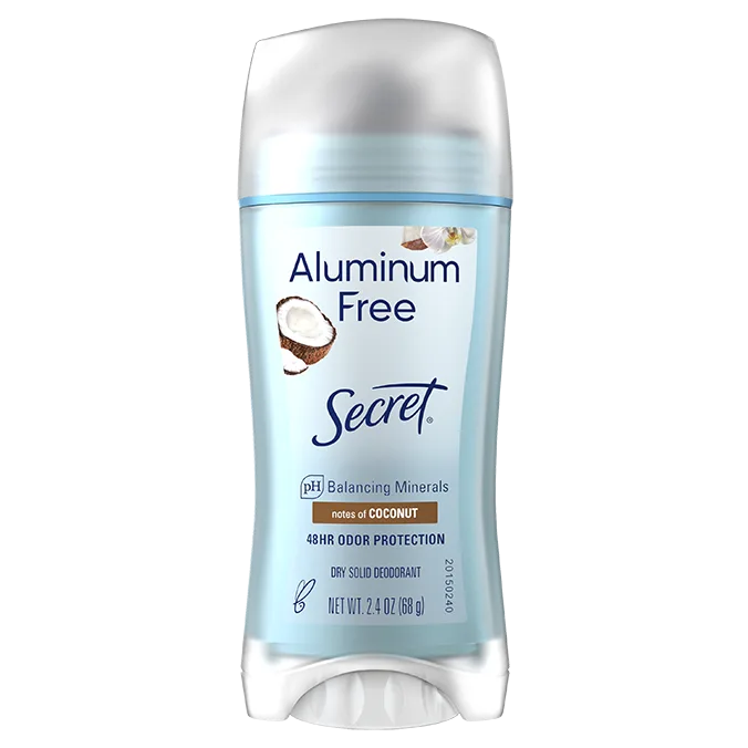 Aluminum Free Dry Solid Deodorant - Real Coconut by Secret - Non-toxic, STOP rated product free from harmful chemicals