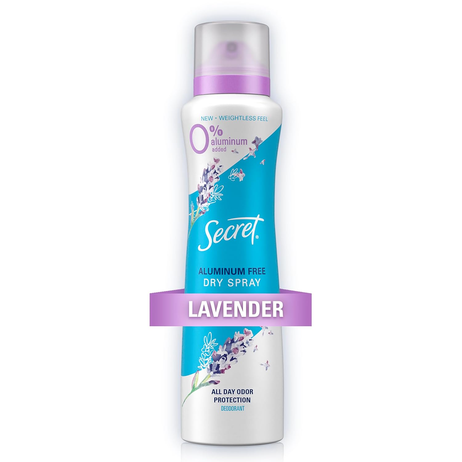Aluminum Free Dry Spray Deodorant - Lavender and Hemp Seed Oil by Secret - Non-toxic, STOP rated product free from harmful chemicals