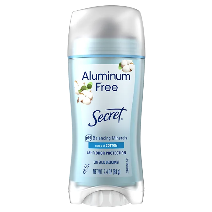 Aluminum Free Solid Stick Deodorant - Note of Cotton by Secret - Non-toxic, STOP rated product free from harmful chemicals