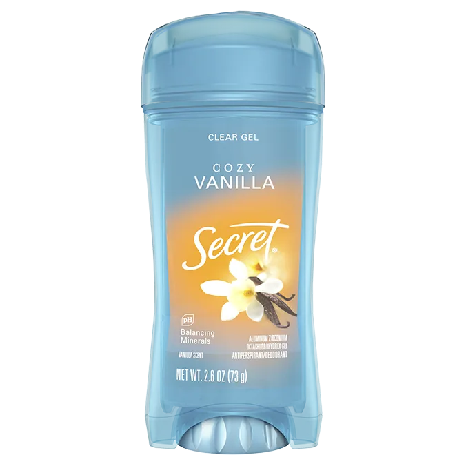 Clear Gel Antiperspirant Deodorant - Cozy Vanilla by Secret - Non-toxic, STOP rated product free from harmful chemicals