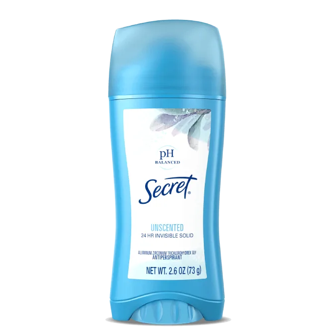 Original Invisible Solid Deodorant - Unscented by Secret - Non-toxic Deodorants product rated STOP by Million Marker, free from BPA, phthalates, and parabens