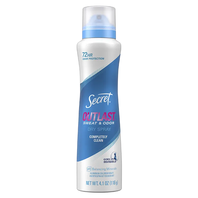 Outlast Dry Spray Antiperspirant & Deodorant - Completely Clean by Secret - Non-toxic Deodorants product rated STOP by Million Marker, free from BPA, phthalates, and parabens