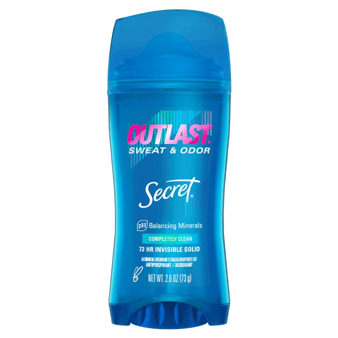 Outlast Invisible Solid Deodorant - Completely Clean by Secret - Non-toxic Deodorants product rated STOP by Million Marker, free from BPA, phthalates, and parabens