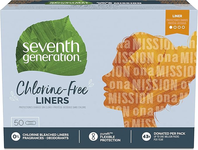 Chlorine-Free Liners by Seventh GENERATION - Non-toxic Period Care product rated STOP by Million Marker, free from BPA, phthalates, and parabens