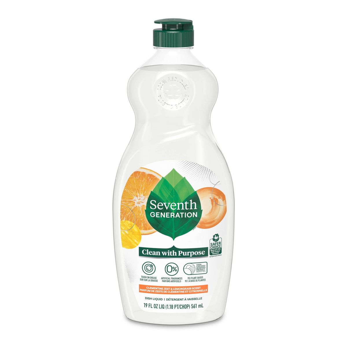 Dish Soap - Clementine Zest & Lemongrass by Seventh GENERATION - Non-toxic Dish Soap + Detergent product rated SLOW by Million Marker, free from BPA, phthalates, and parabens
