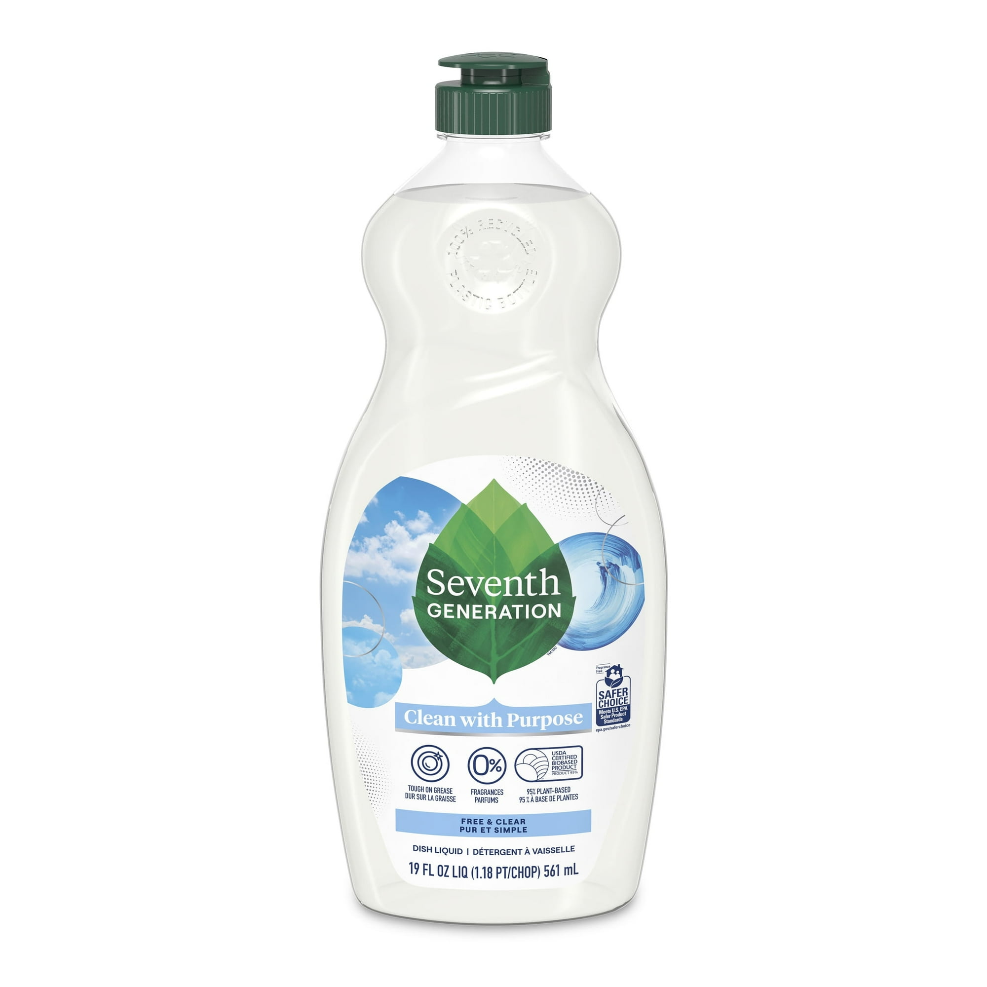 Dish Soap - Free & Clear by Seventh GENERATION - Non-toxic Dish Soap + Detergent product rated SLOW by Million Marker, free from BPA, phthalates, and parabens
