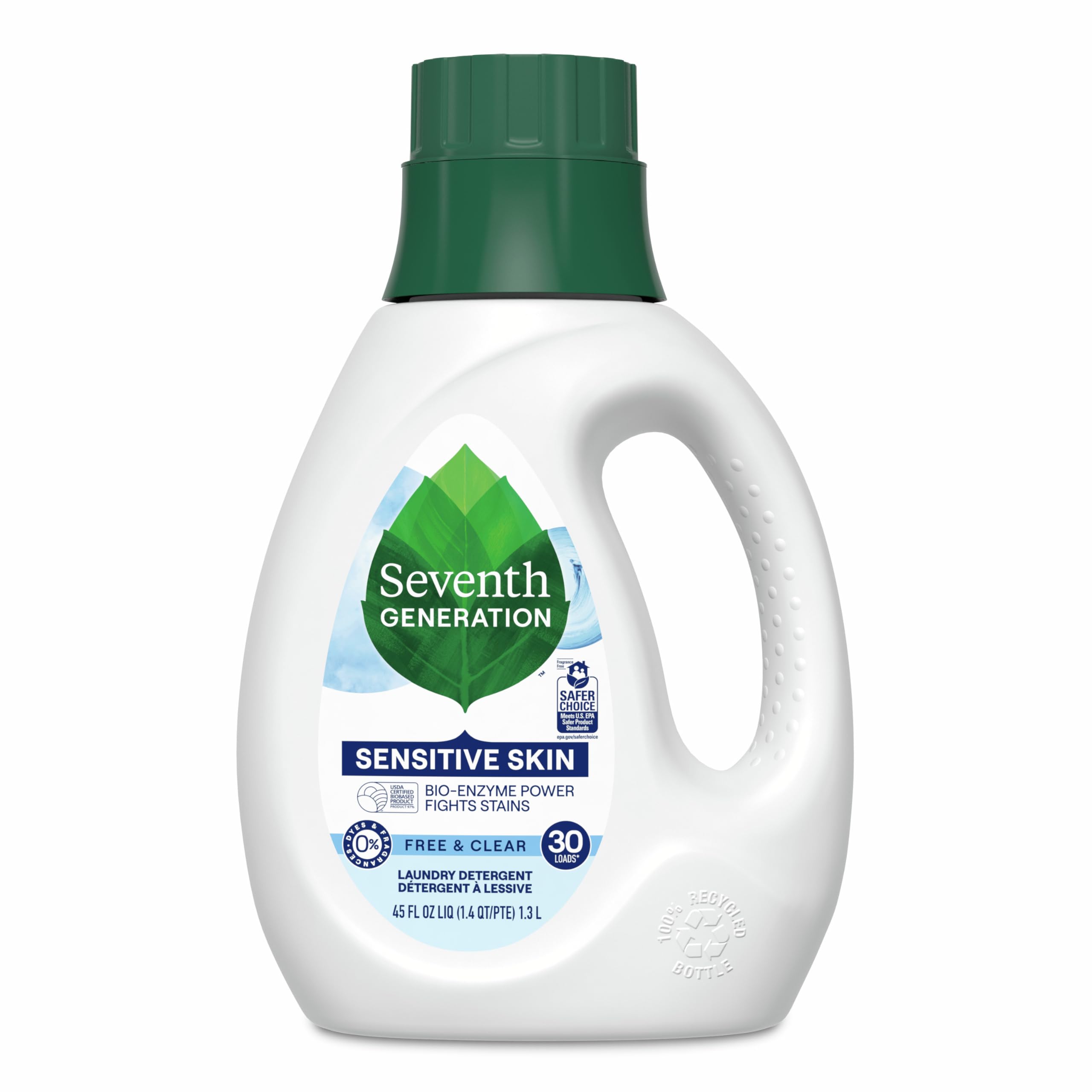 Liquid Laundry Detergent - Free & Clear by Seventh GENERATION - Non-toxic Laundry product rated SLOW by Million Marker, free from BPA, phthalates, and parabens