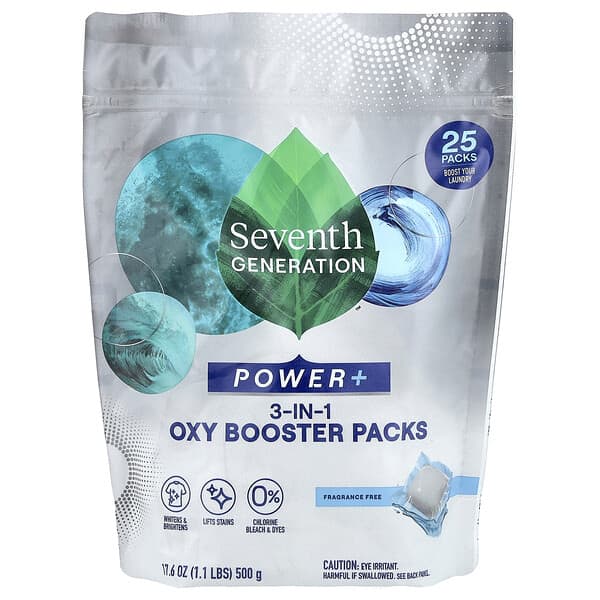 Oxy Booster Packs - Free & Clear by Seventh GENERATION - Non-toxic Laundry product rated SLOW by Million Marker, free from BPA, phthalates, and parabens