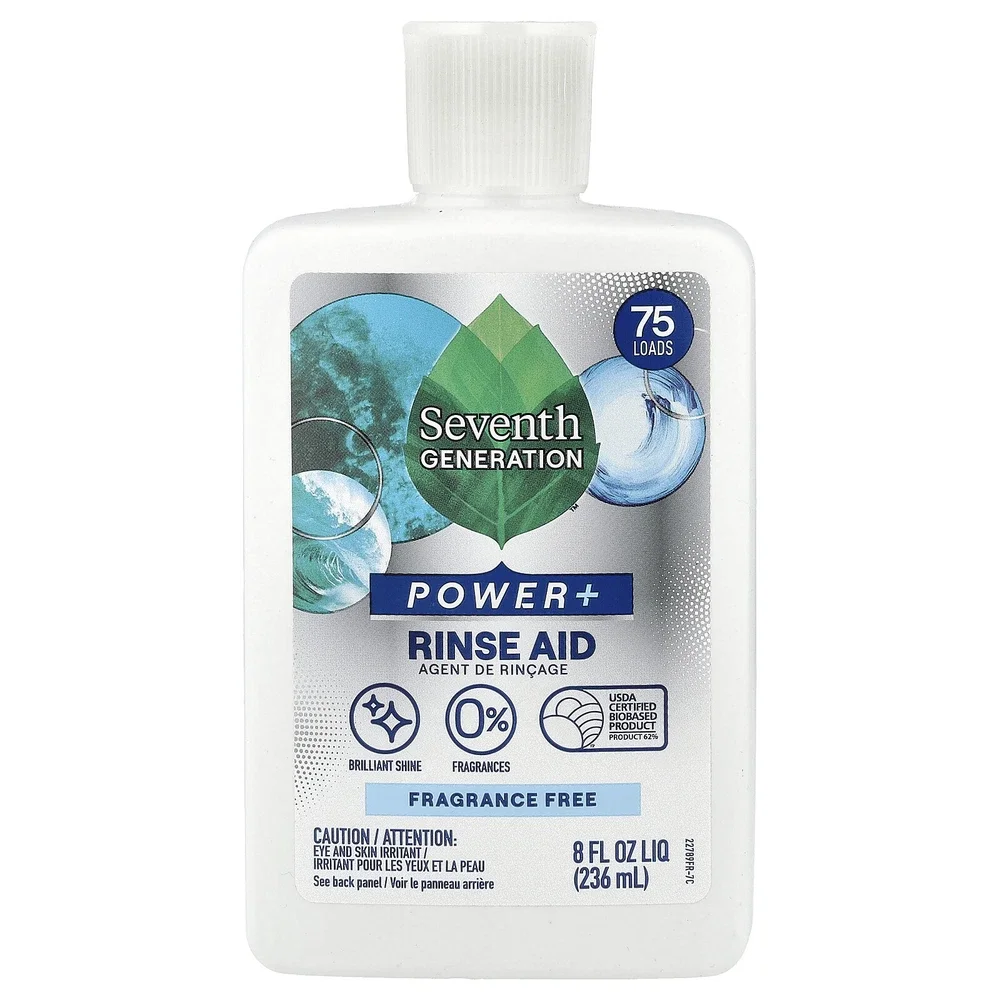 Power+ Rinse Aid - Fragrance Free by Seventh GENERATION - Non-toxic Dish Soap + Detergent product rated SLOW by Million Marker, free from BPA, phthalates, and parabens