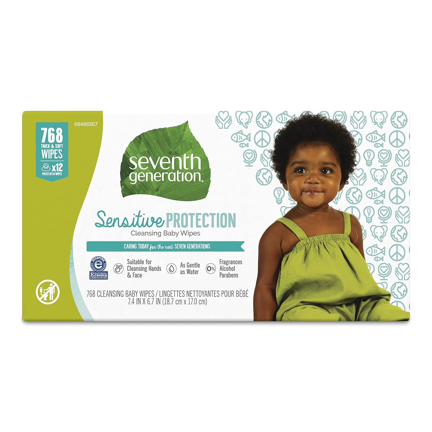 Sensitive Protection Cleansing Baby Wipes by Seventh GENERATION - Non-toxic, STOP rated product free from harmful chemicals