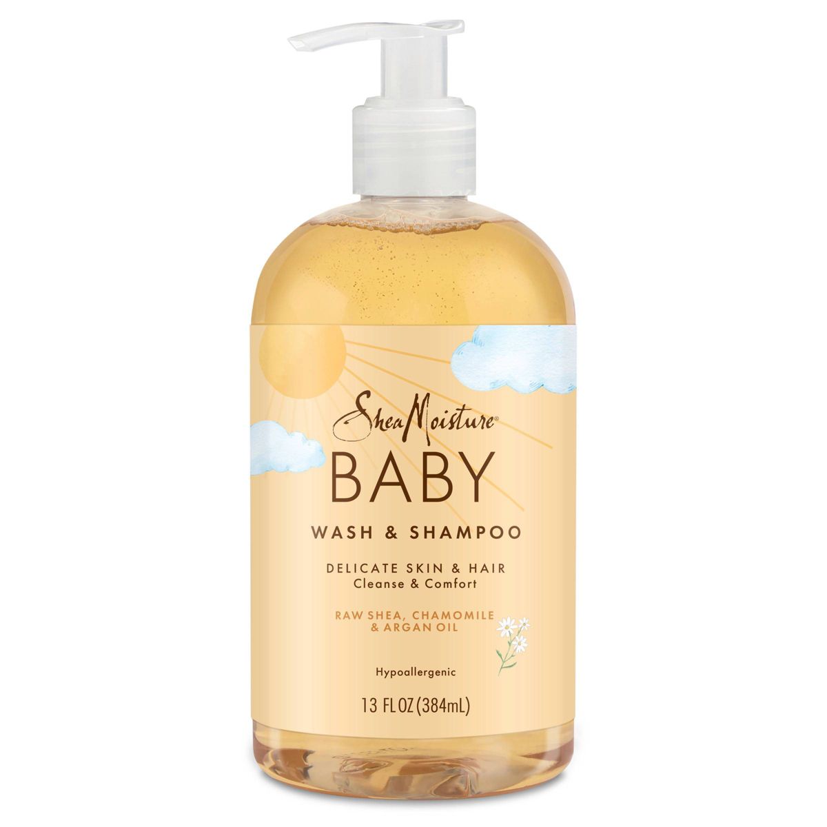 Baby Wash & Shampoo Raw - Shea, Chamomile, Argan Oil by Shea Moisture - Non-toxic Baby Soap, Bodywash, Shampoo + Conditioner product rated STOP by Million Marker, free from BPA, phthalates, and parabens