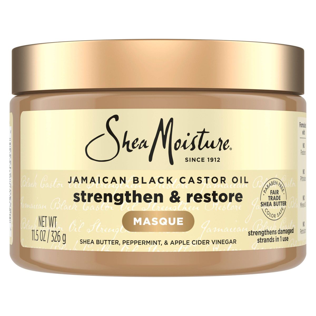 Jamaican Black Castor Oil Strengthen & Restore Treatment Masque by Shea Moisture - Non-toxic Hair Styling + Treatment product rated STOP by Million Marker, free from BPA, phthalates, and parabens