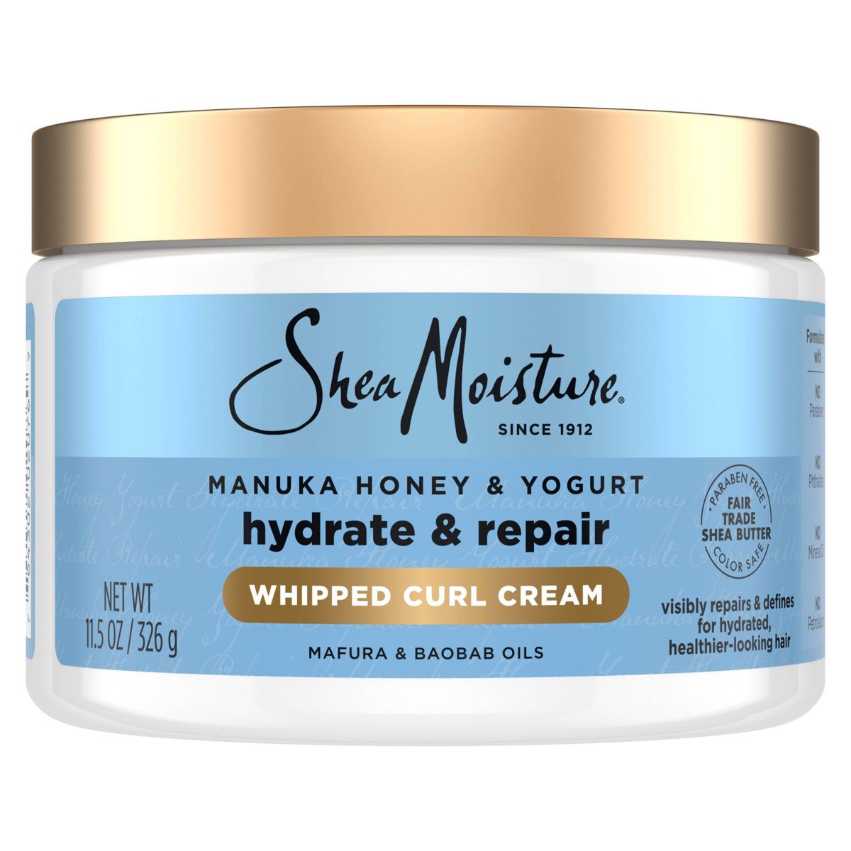 Manuka Honey & Yogurt Hydrate + Repair Whipped Curl Cream by Shea Moisture - Non-toxic Hair Styling + Treatment product rated STOP by Million Marker, free from BPA, phthalates, and parabens