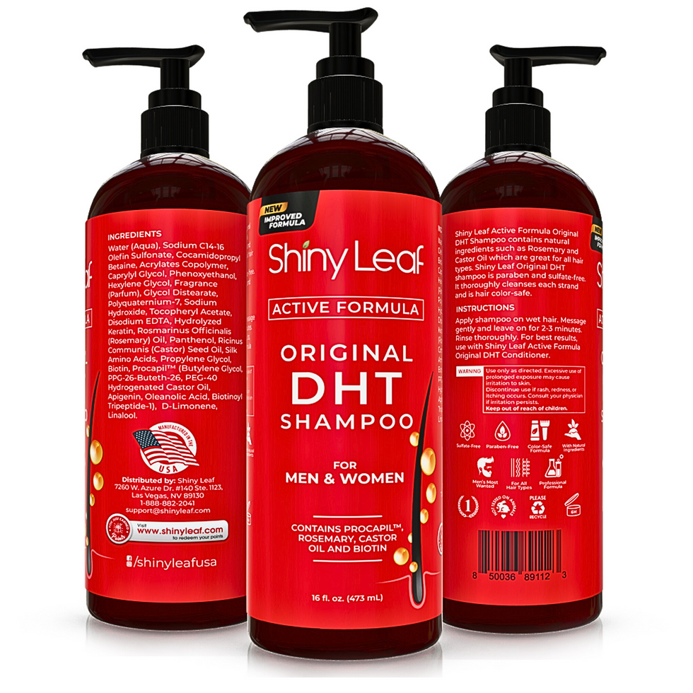 Active Formula DHT Blocker Shampoo by Shiny Leaf - Non-toxic Shampoos + Conditioners product rated STOP by Million Marker, free from BPA, phthalates, and parabens