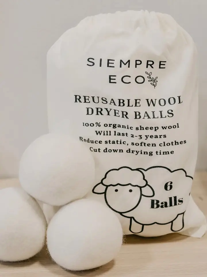 Siempre Eco Reusable Wool Dryer Balls (6 pack)