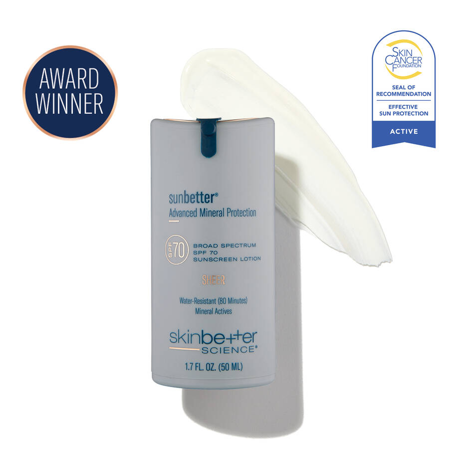 Sunbetter Advanced Mineral Protection SHEER SPF 70 Sunscreen Lotion by skinbetter SCIENCE - Non-toxic, SLOW rated product free from harmful chemicals