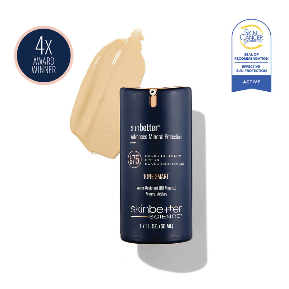 Sunbetter Advanced Mineral Protection TONE SMART SPF 75 Sunscreen Lotion by skinbetter SCIENCE - Non-toxic, SLOW rated product free from harmful chemicals