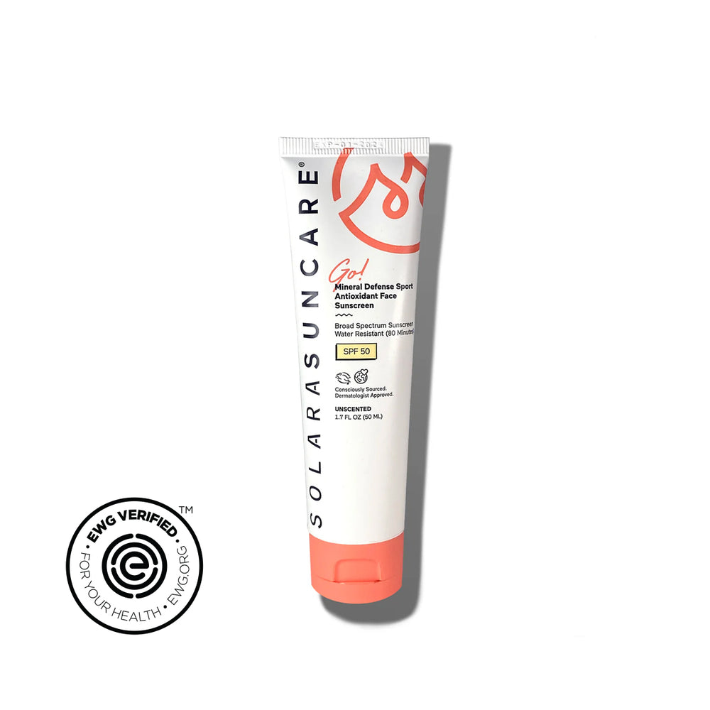 Go! Mineral Defense Sport Antioxidant Face Sunscreen SPF 50 – Unscented by SOLARA SUNCARE - Non-toxic Sunscreens product rated SLOW by Million Marker, free from BPA, phthalates, and parabens