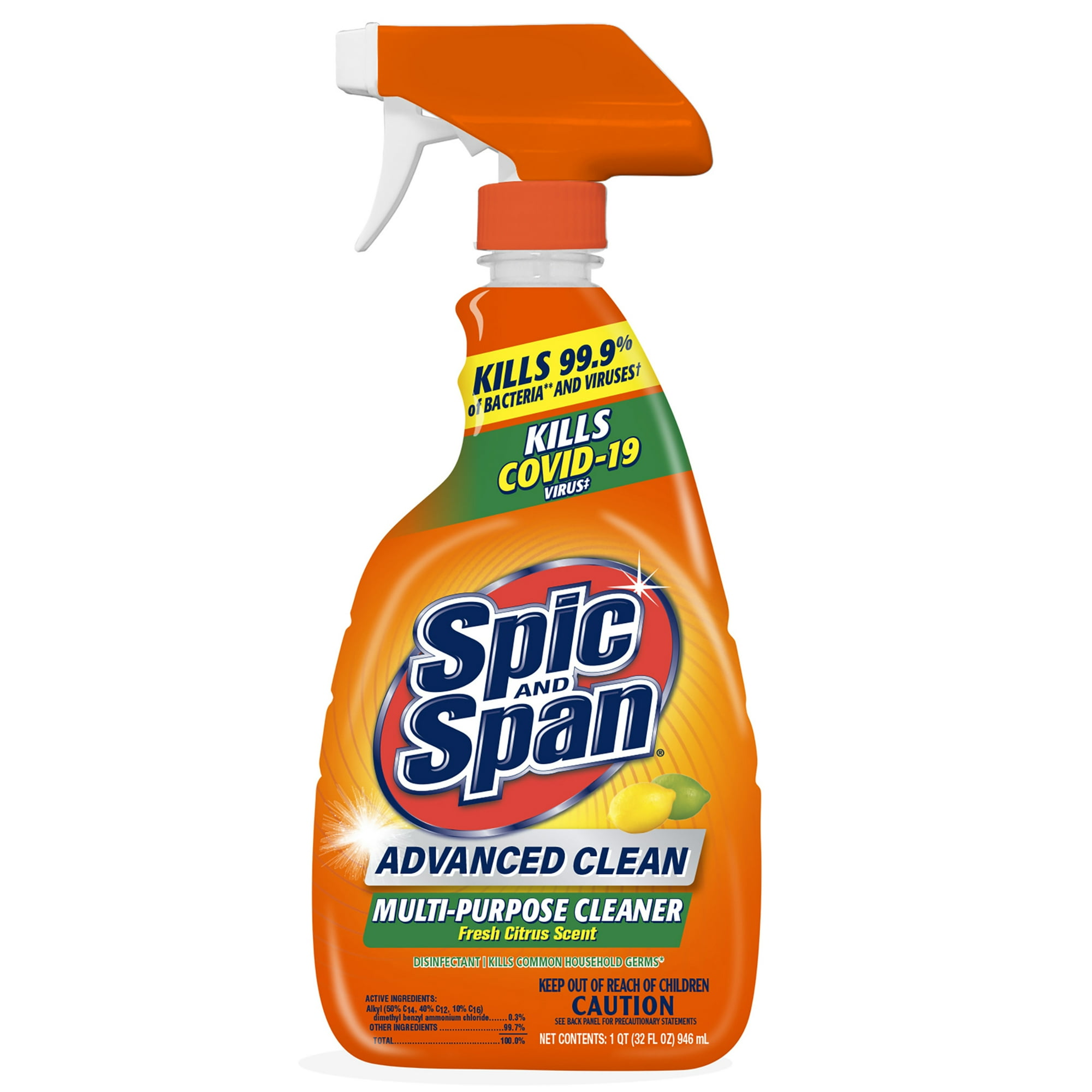 Advanced Clean Multi-Purpose Cleaner - Fresh Citrus Scent by Spic AND Span - Non-toxic, STOP rated product free from harmful chemicals