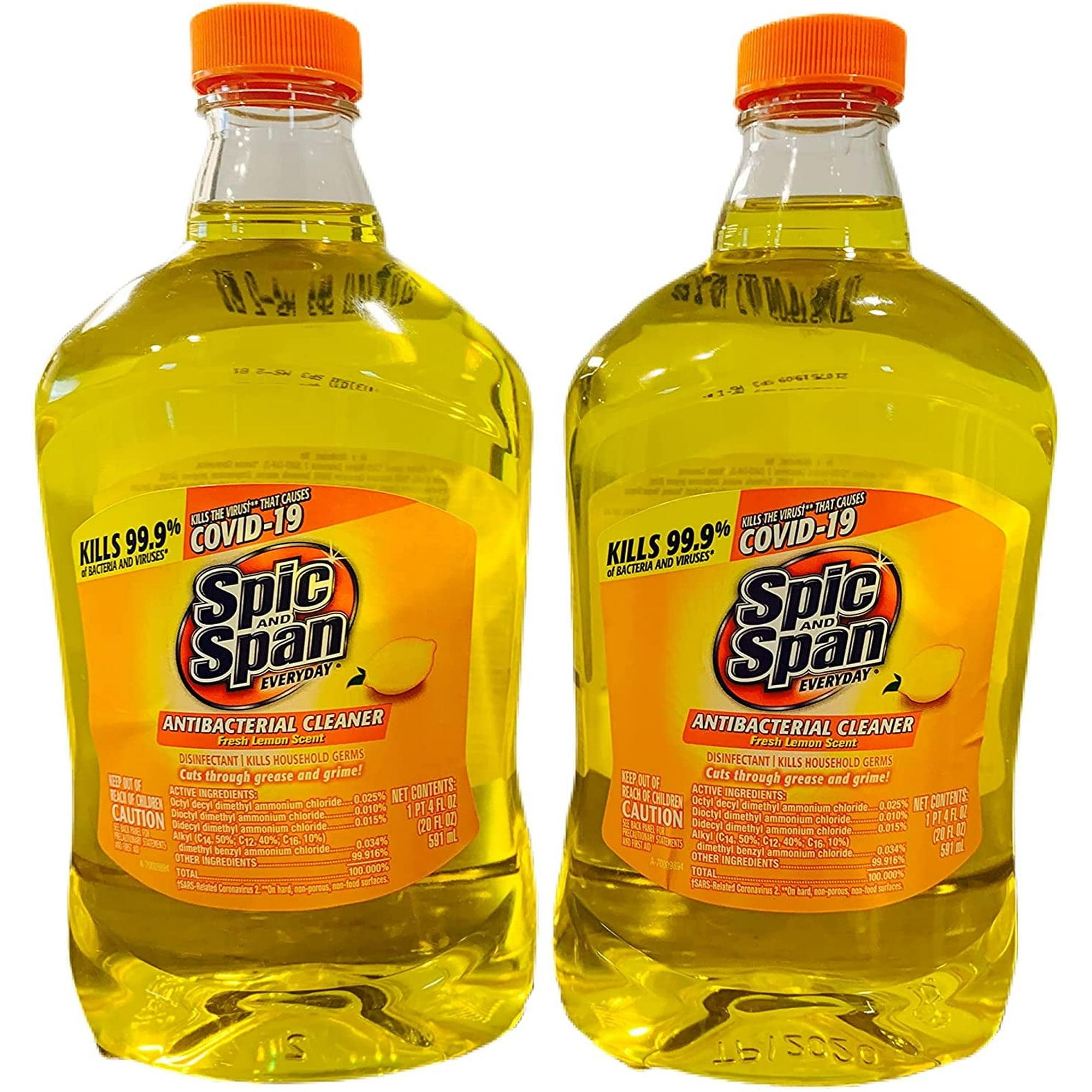 Antibacterial Cleaner - Fresh Lemon Scent by Spic AND Span - Non-toxic, STOP rated product free from harmful chemicals