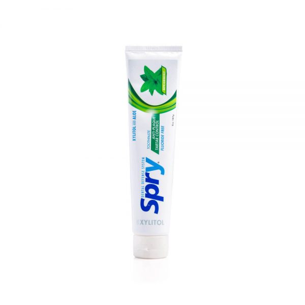 Xylitol Toothpaste -Fluoride Free Spearmint by Spry DENTAL DEFENSE SYSTEM - Non-toxic Oral Care product rated SLOW by Million Marker, free from BPA, phthalates, and parabens