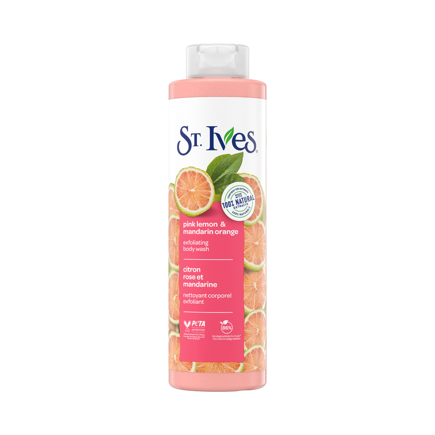 Exfoliating Body Wash – Pink Lemon & Mandarin Orange by ST. Ives - Non-toxic, STOP rated product free from harmful chemicals