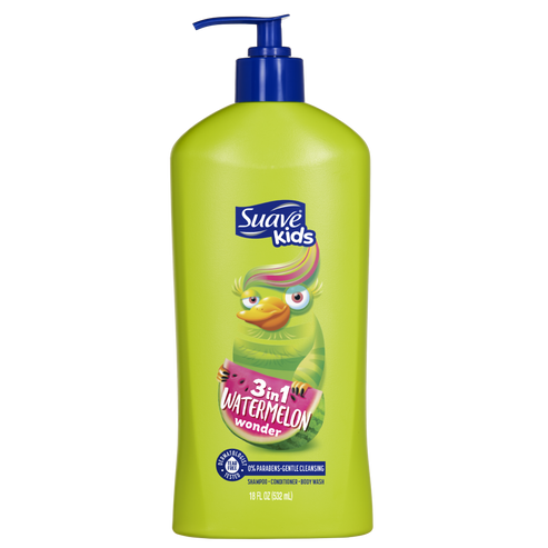 Kids 3-In-1 Shampoo, Conditioner, Body Wash - Watermelon Wonder by Suave - Non-toxic, STOP rated product free from harmful chemicals