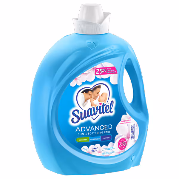Advanced 3-In-1 Liquid Fabric Softener - Field Flowers by Suavitel - Non-toxic, STOP rated product free from harmful chemicals
