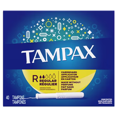Cardboard Tampon by TAMPAX - Non-toxic Period Care product rated STOP by Million Marker, free from BPA, phthalates, and parabens