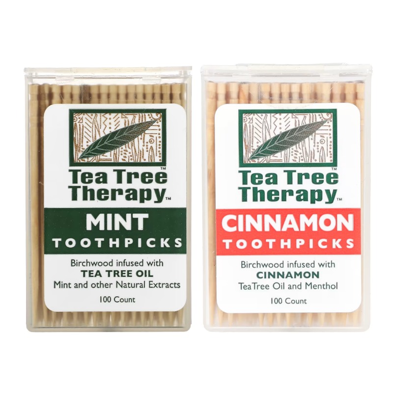 Birchwood Infused With Tea Tree Oil Toothpicks - Mint by Tea Tree Therapy - Non-toxic, SLOW rated product free from harmful chemicals
