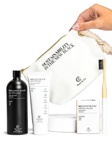 Terra & Co. Brilliant Black Teeth Whitening Kit for Healthy Teeth and Gums