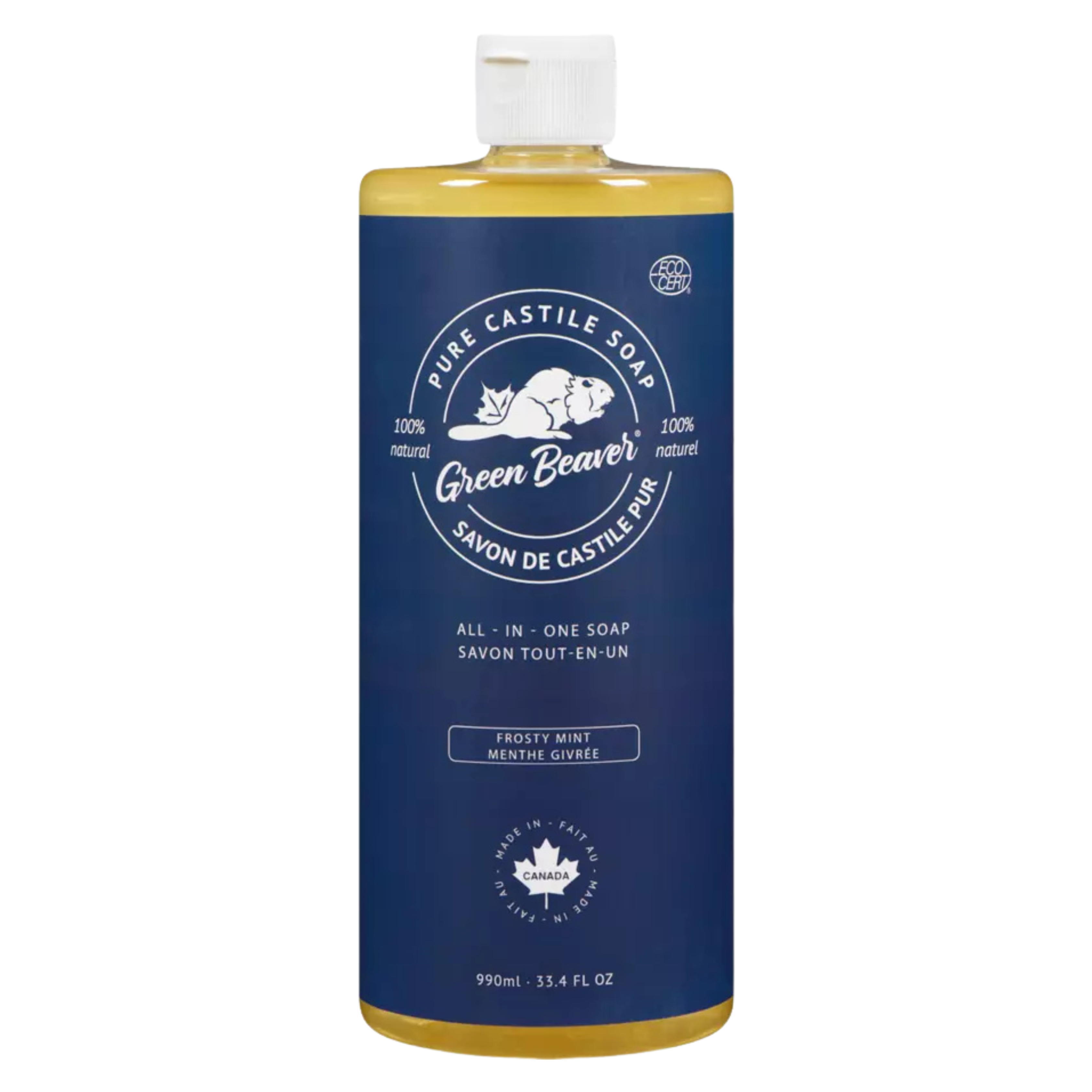 All-In-One Liquid Soap Concentrated Castile Soap - Frosty Mint by The Green Beaver Company - Non-toxic, SLOW rated product free from harmful chemicals