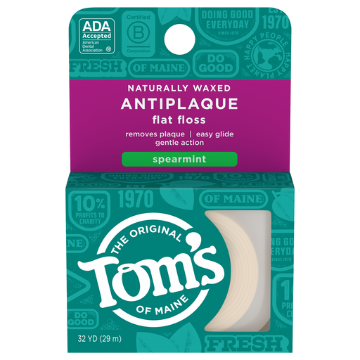 Antiplaque Flat Floss - Spearmint by THE ORIGINAL Tom's OF MAINE - Non-toxic, STOP rated product free from harmful chemicals