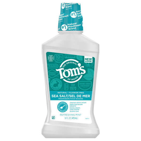 Fluoride-Free Natural Mouthwash – Refreshing Mint Sea Salt by THE ORIGINAL Tom's OF MAINE - Non-toxic Oral Care product rated SLOW by Million Marker, free from BPA, phthalates, and parabens