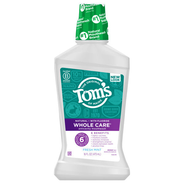 Whole Care Anticavity Mouthwash – Fresh Mint by THE ORIGINAL Tom's OF MAINE - Non-toxic Oral Care product rated SLOW by Million Marker, free from BPA, phthalates, and parabens