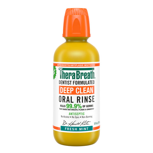 Deep Clean Oral Rinse – Fresh Mint by TheraBreath - Non-toxic Oral Care product rated STOP by Million Marker, free from BPA, phthalates, and parabens