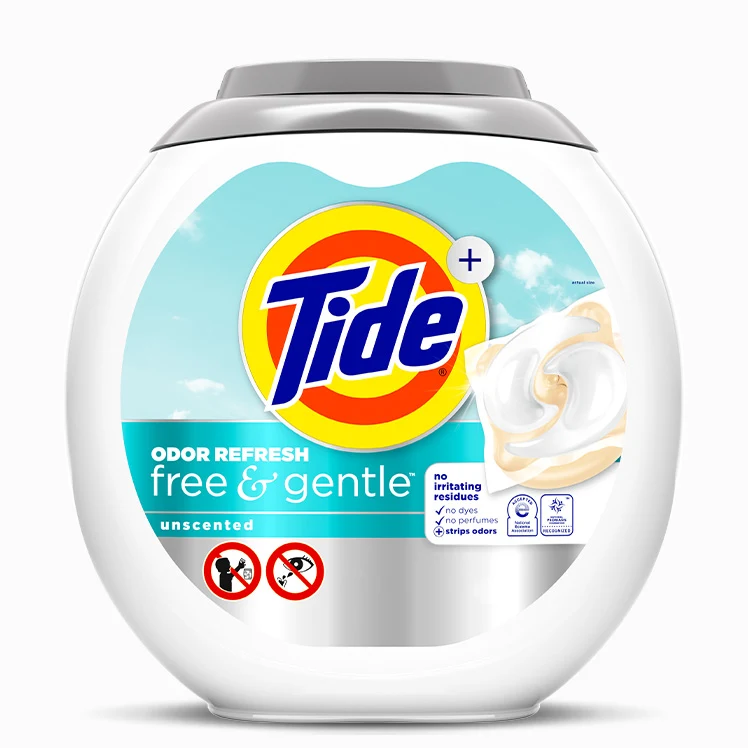 Pods Odor Refresh Free & Gentle Laundry Detergent  - Unscented by Tide - Non-toxic Laundry product rated STOP by Million Marker, free from BPA, phthalates, and parabens
