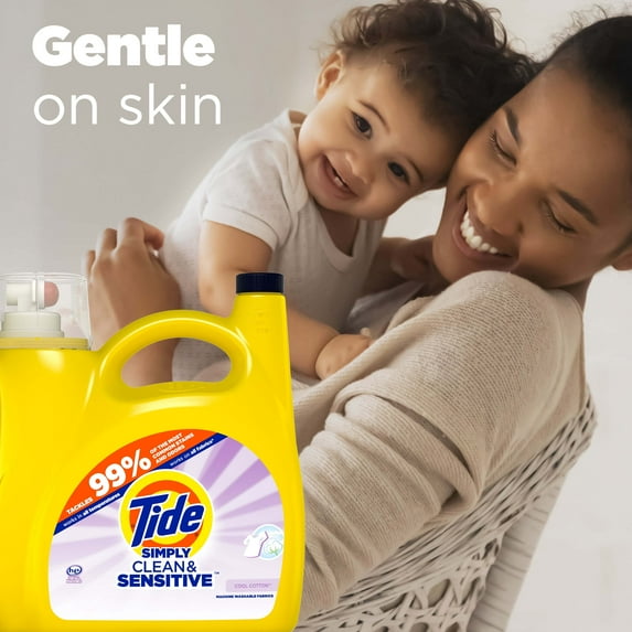 Simply Clean & Sensitive Liquid Laundry Detergent – Cool Cotton by Tide - Non-toxic Laundry product rated STOP by Million Marker, free from BPA, phthalates, and parabens