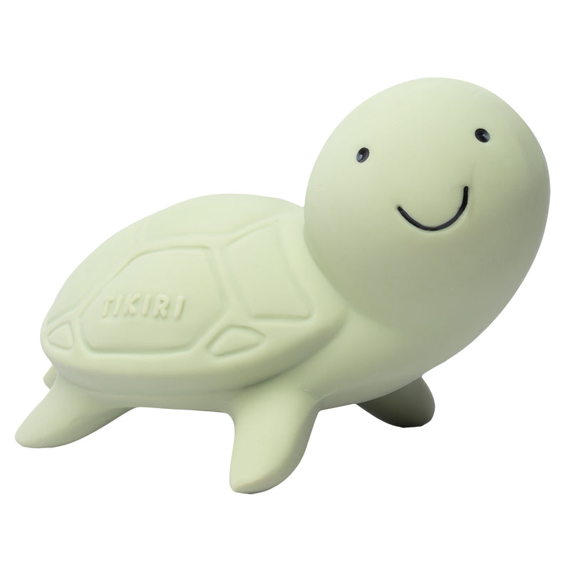 Turtle Organic Natural Rubber Rattle, Teether & Bath Toy by TiKiRi - Non-toxic, GO rated product free from harmful chemicals