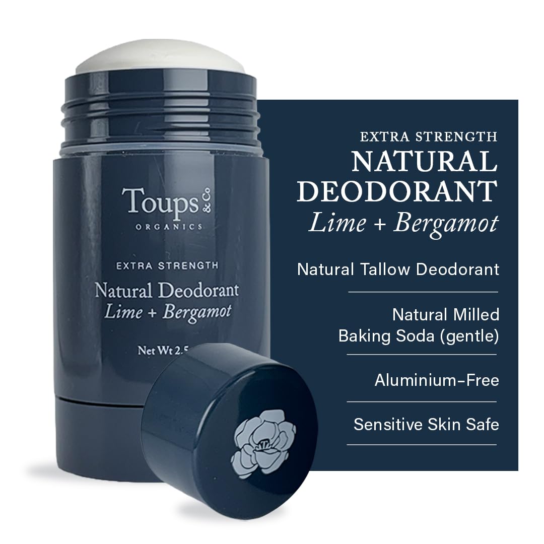 Extra Strength Natural Deodorant - Lime + Bergamot by Toups & Co ORGANICS - Non-toxic, SLOW rated product free from harmful chemicals