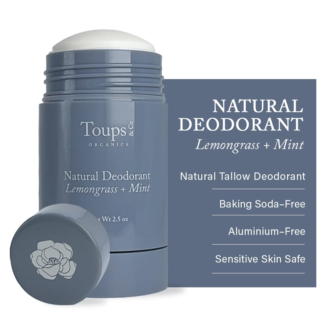 Natural Deodorant - Lemongrass + Mint by Toups & Co ORGANICS - Non-toxic, SLOW rated product free from harmful chemicals