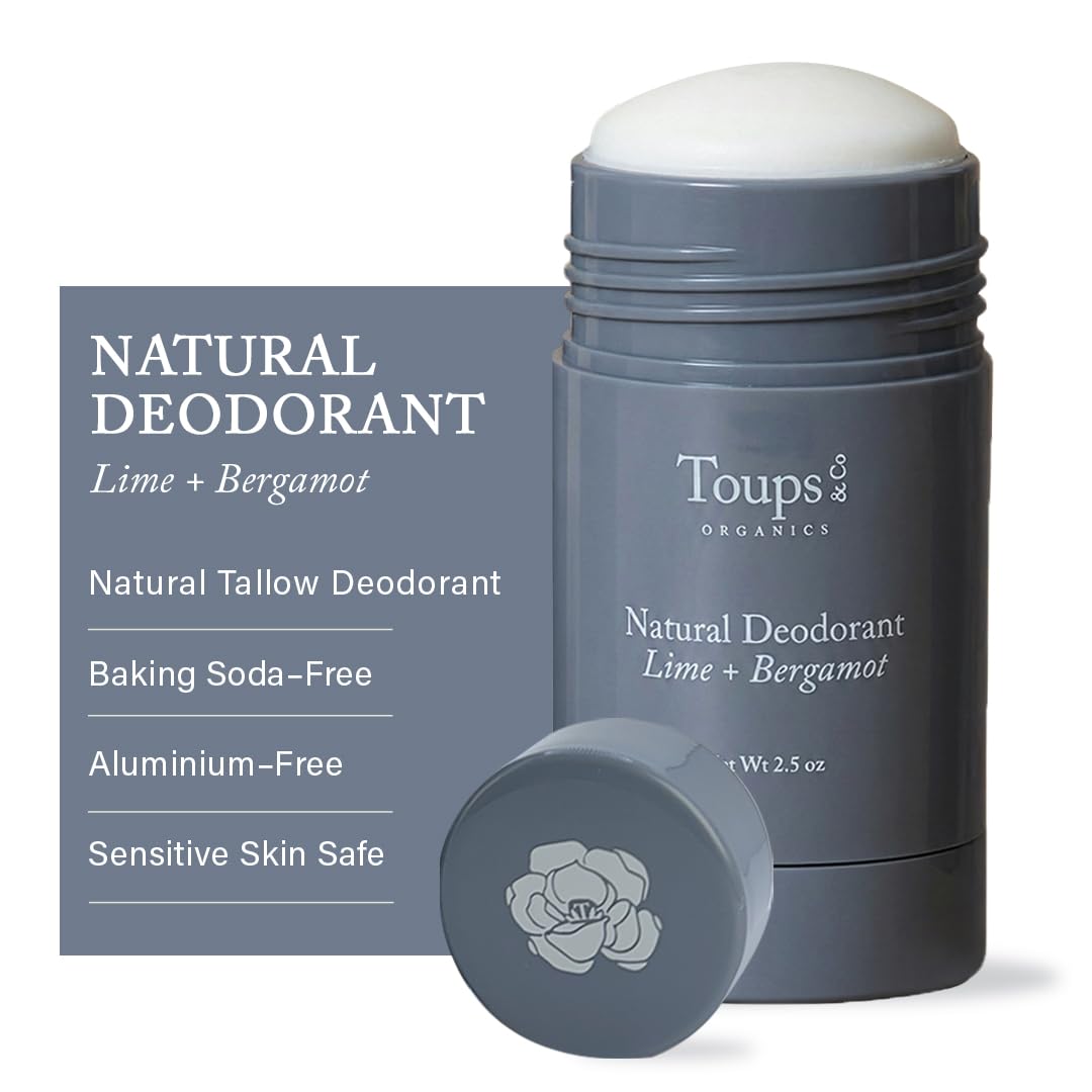 Natural Deodorant - Lime + Bergamot by Toups & Co ORGANICS - Non-toxic, SLOW rated product free from harmful chemicals