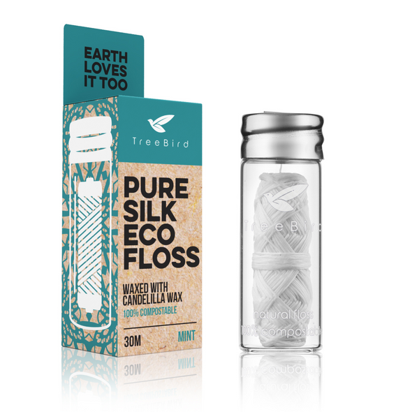 Pure Silk Eco Floss - Mint by TreeBird - Non-toxic Oral Care product rated GO by Million Marker, free from BPA, phthalates, and parabens