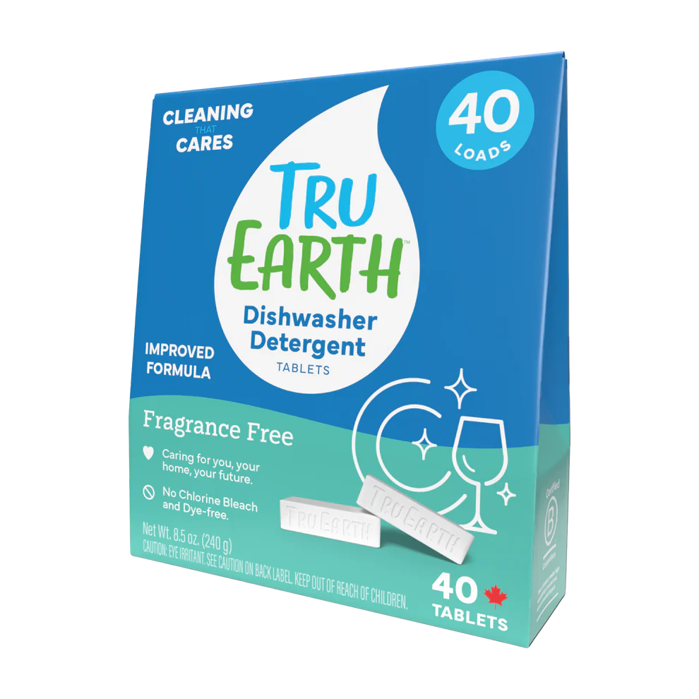 Dishwasher Detergent Tablets - Fragrance Free by TRU EARTH - Non-toxic, SLOW rated product free from harmful chemicals
